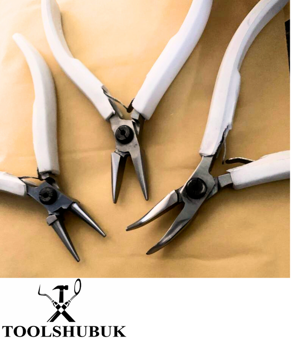 3-Piece Jewellery Making Pliers Set — Round Nose, Chain Nose & Bent Nose Pliers for Wire Works