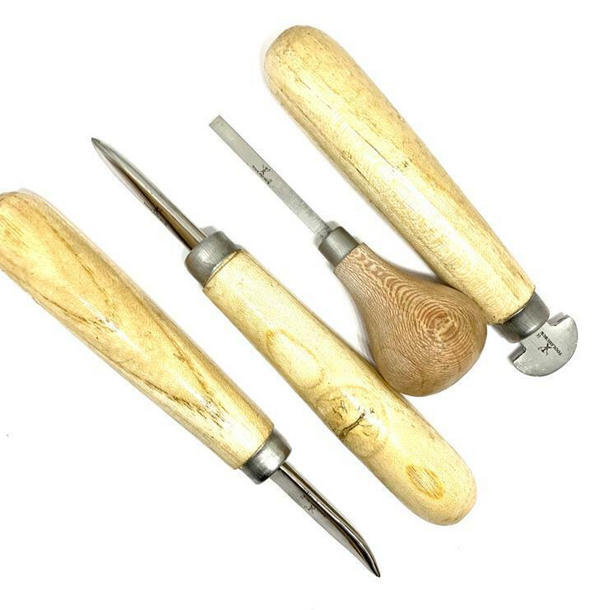 Set of 4 Stone Setting Tools — Burnisher Tool, Bezel Roller & Bezel Pusher for Jewellery Making