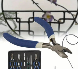 Pair of pliers with blue handles on a white background
