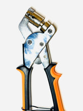 Gaffers knife with orange handle on a white background